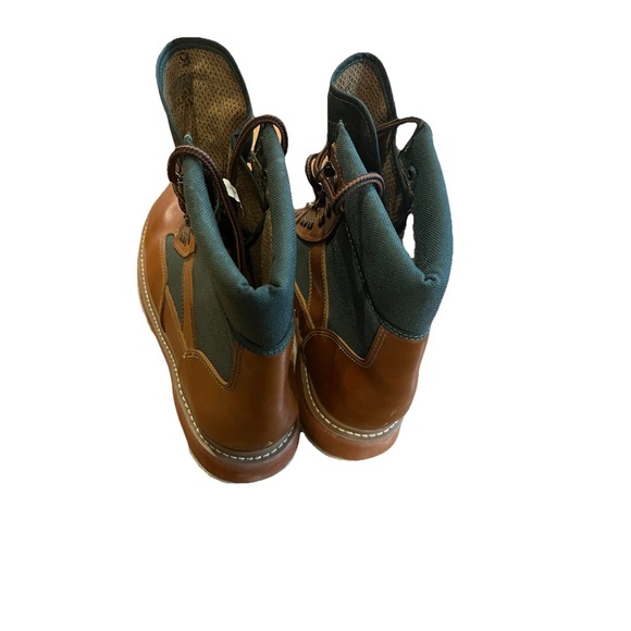 Orvis Men\'s Leather Canvas Hunting Boots Size 9 Brown Green Outdoor Hiking main image 6